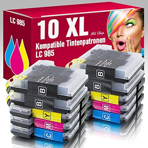 ms-point 10x Patronen XL kompatibel zu Brother LC 985 für DCP-J125 / DCP-J315W / DCP-J515W / MFC-J220 / MFC-J265W / MFC-J410 / MFC-J415W