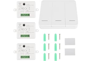EPLZON Interruptor de luz inalámbrico interruptor de seguridad del transmisor de RF y relé del controlador del receptor 10A 240V para iluminación inferior a 1500w (3 receptores y 1 interruptor)