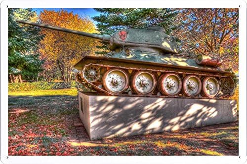 Metal Poster Tin Sign Plate A Russian T-34 Tanks As A Monument Retro Vintage Wall Décor by hamgaacaan (20x30cm)