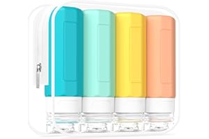 MateeyLife Silikon Reiseflaschen zum Befüllen 90ml, 4 Stück 3oz Tsa Genehmigt Reisegröße Behälter, BPA-Frei Reisebehälter für Flüssigkeiten, Nachfüllbar Reiseset Duschgel, Shampoo und Bodylotion
