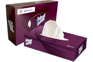 Selpak Facial Tissues Box Multipack, 24 Tissue Box x 80 White, 2ply 21x18 cm, 1920 White Tissue Paper in Total, Absorbent, Soft Facial Tissues with Tissue Box Holder, Daily/Commercial Use