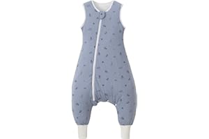 Nivolltha Super Soft Winter Baby Schlafsack mit Füßen 2.5 TOG, 100% Baumwolle Warmer Schlafsack mit Beinen für Kleinkinder, Ozean, Größe M