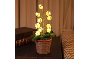 ‎CHARYSIM CharySim Maiglöckchen-Lampe Geschenke Für Frauen 10 Gehäkelte Künstliche Blumen mit Nachtlichtern Künstliche Maiglöckchen inklusive Töpfe–als Geschenk Für Mama Freundin Oma Weihnachten