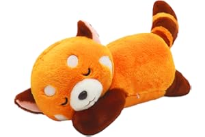 Coseaon Panda Rosso Peluche Red Panda Plush Bambola Cuscino Kawaii Panda Plushie Animali de Peluche Regalo (35cm, Panda in sdraiata)