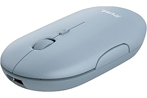 Trust Puck Mouse Wireless Ricaricabile, Bluetooth o 2.4 GHz con Mini Ricevitore USB, Silenzioso, Pulsante DPI, Mouse Bluetooth Ergonomico ‎Senza Fili per PC, Macbook, Mac, Computer, iPad - Blu