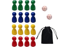 EUYKQNOI Pions de Jeu Pions en Bois composant de Jeu Jouet,Pions en Bois pour Jeux de Société,Figurines de Jeu Colorées,16 Cônes Halma en Bois et 2 Cubes en Bois, Figurines de Jeu Colorées