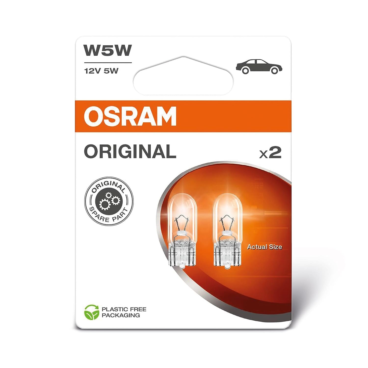 OSRAM ORIGINAL LINE 12V, W5W, signaliseringslamp, glazen voet, dubbele blister (2 lampen)