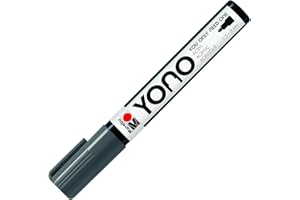 Marabu 12400103079 - YONO Marker, Dunkelgrau 079, vielseitiger Acrylstift mit japanischer Rundspitze 1,5 - 3 mm, wasserbasiert, lichtecht und wasserfest, für nahezu alle Untergründe