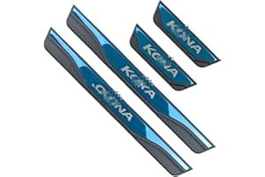 EVER TA 4 pcs Car Door Sill Protector Strips for Hyu-ndai Kona 2017-2021, Stainless Steel Auto Threshold Kick Plates Pedal Car Body Styling Decoration Accessory