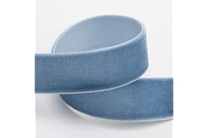 Italian Options Velvet Ribbon, Luxury, Single-Face Velvet Ribbon for Crafting, Christmas, Bows, Hair, Cakes, Weddings, Ornaments, Gift Wrapping, Flowers, 25mm x 10 Metre Roll, Vintage Blue