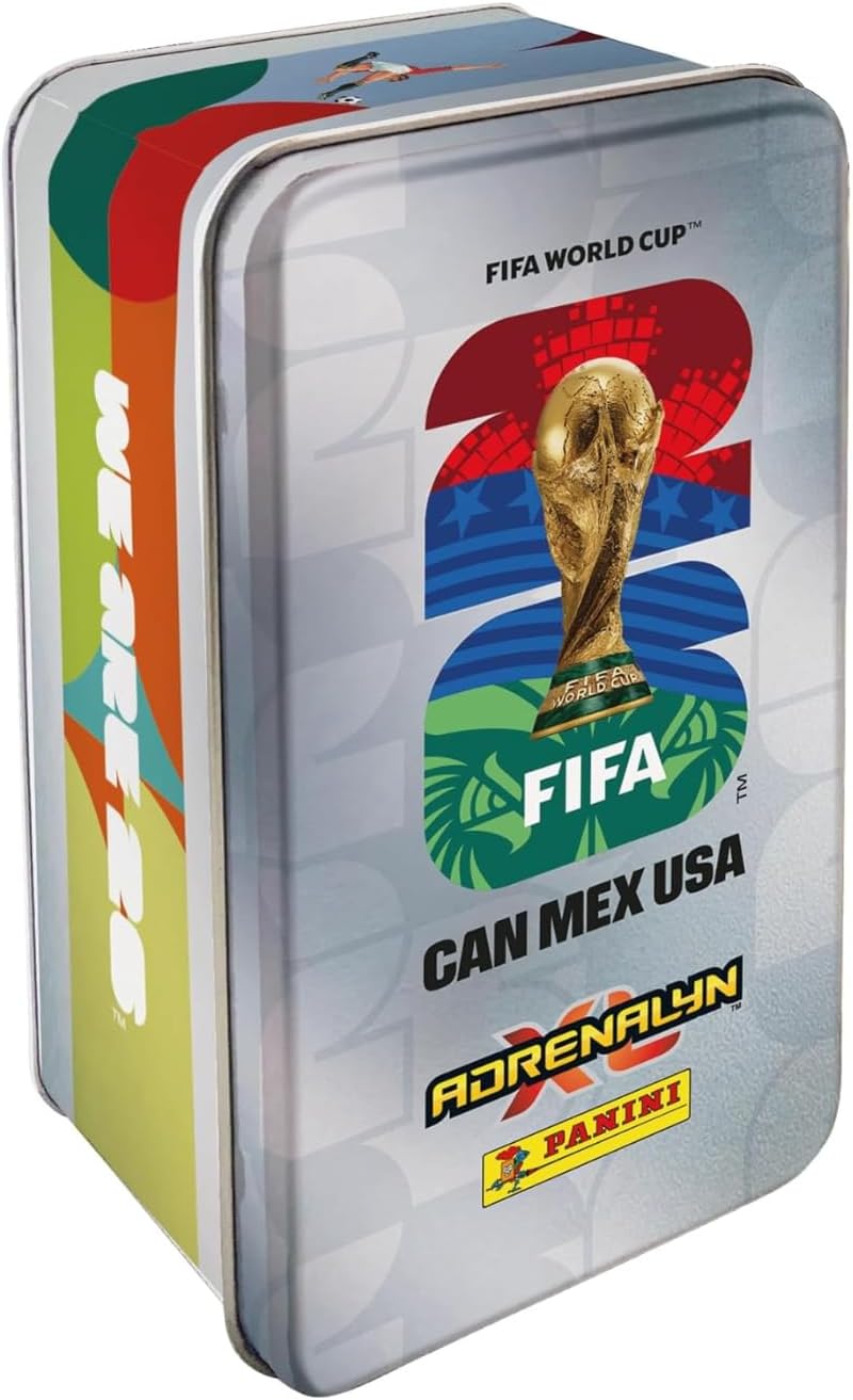 Panini - FIFA World Cup 2026 Adrenalyn XL™ - Tin Box - 192 Cartas + Cartas edición Limitada - para coleccionar y Conseguir Cartas Especiales - 4 Modelos - Entrega aleatoria - Colección Oficial