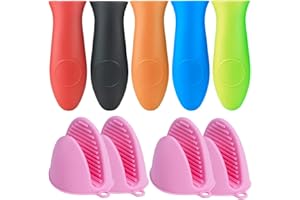 Fiyuer Mango sartenes Silicona 9 Pcs Mango Antideslizante Guante Cocina Horno para sartenes de Hierro Fundido y sartenes de Metal