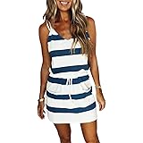 TOPLAZA Copri Costume da Spiaggia Vestito Estivo Donna da Mare con Spalline a Righe