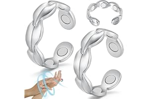 Cigmag Lymphatic Drainage Magnetic Rings for Women - Copper Ring Finger Thumbs 7X Strength - Adjustable Solid Pure Copper with Present Box (Silver)