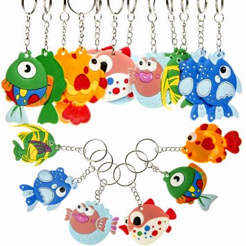 Preisvergleich Produktbild German Trendseller - 12 x Fische mit Anhänger Kindergeburtstag Mitgebsel Angel Party 12 Stück