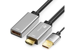deleyCON Adaptateur 4K HDMI vers DisplayPort (pour Moniteur DisplayPort) 4K@60Hz HDR - Boîtier Aluminium - Câble Convertisseur pour PS4 PS5 Xbox PC Ordinateur Portable Moniteur