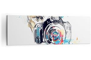 ARTTOR Lienzos decorativos 160x50cm Cuadro Sobre Lienzo Moderno El fotógrafo la cámara el enfoque manía Grande XXL Dormitorio Cuadros Pared Imágenes Cuadros Decoracion Salon Wall Art Prints AB160x50-3022
