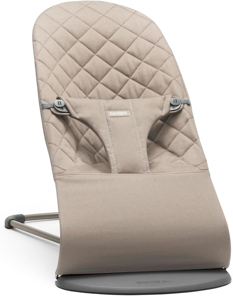 BabyBjörn Bliss bebek beşiği, dokuma, klasik dikişli, kum grisi | 2'si 1 arada bebek beşiği ve küçük çocuk sandalyesi, doğumdan küçük çocuk yaşına kadar (3,5 – 13 kg), 3 pozisyon