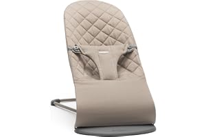 BabyBjörn Bouncer Bliss, Sand Grey, Woven,Cotton Classic Quilt | 2-in-1 Adjustable Baby Bouncer Seat and Toddler Chair, Newborn to Toddler (8-29 lbs), 4 Positions, Lightweight & Portable