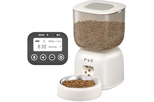 PUPPY KITTY Distributeur Croquettes Chat Automatique, Autonomie de la Batterie jusqu'à 180 Jours, 3L Programme d'alimentation Personnalisé, Enregistrement Vocal 10S, 1-4 Repas par Jour