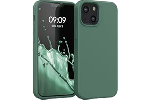 kwmobile Carcasa Compatible con Apple iPhone 13 Mini Funda - Case TPU y Silicona antigolpes - Apto Carga inalámbrica - Verde Bosque