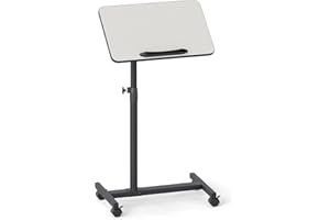 LIFEZEAL Tavolino da Letto, Divano per Mangiare, Porta PC, Tavolo Laterale Servitore, Altezza Regolabile, Piano Inclinabile e Girevole, con Ruote, Barra Anticaduta, per Anziani, Disabili, Grigio