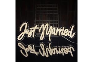 PILOYINDE Just Married recién casados ​​Letrero de neón de boda, Decoración de letrero de neón de escena de boda, Letrero de neón personalizado para ambiente romántico, Letras LED de fiesta de boda
