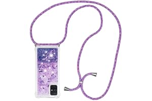 HongMan Funda Bling Glitter Liquida con Cuerda para Samsung Galaxy A31,Transparente Cristal Suave Silicona TPU Bumper Protector Carcasa con Colgante Ajustable Cordón - Case y Correa