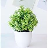 Nettenevime Yapay &Ccedil;i&ccedil;ek Beyaz Saksıda Fesleğen Dekoratif Masa &Ccedil;i&ccedil;eği 25cm