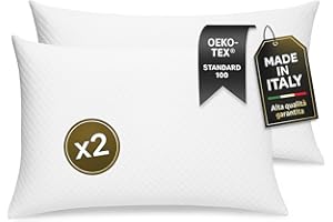 Leonardo-Cuscini Letto Coppia di Guanciali 40x70 Standard Made in Italy Antiacaro Anallergico Traspirante - Matrimoniale Singolo con Federa in Cotone e Poliestere