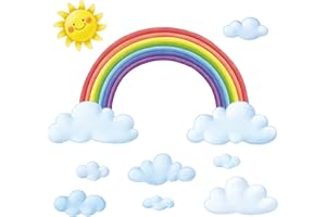 DECOWALL DA-1913 Arcoiris y nubes Vinilo Pegatinas Decorativas Adhesiva Pared Dormitorio Salón Guardería Habitación Infantiles Niños Bebés