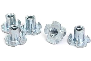 UXCELL Sourcingmap 1/4-inch Thread Dia 12mm Height 4 Prongs Fully Threaded Pronged Tee Nuts T-Nuts 5pcs