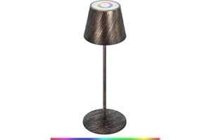 uuffoo Lampada da Tavolo Senza Fili,Dimmerabile RGB 8 Colore Metallo Touch Lampada da Scrivania Ricaricabile,Interni ed Esterni IP54 Portatile Lampada da Tavolo per Ristoranti,Giardino,Balcone(rame)
