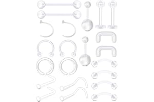 AceFun Piercing ustalacz przezroczysty Bioflex elastyczny 14 g 16 g 18 g 20 g język do nosa brwi Tragus Navel brzuch sztanga labret kolczyk 24 szt.