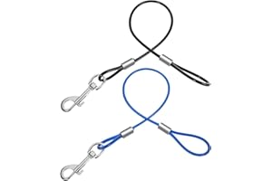 XINJODUZ 2 sztuki smyczy dla psów, odporna na ugryzienie, linka przedłużająca, czarna, niebieska, smycz dla psa, odporna na gryzienie, dla szczeniaków, małych, średnich i dużych psów (40 cm)