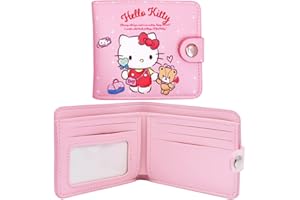 FYDZBSL Hello Kitty Monedero Hello Kitty Cartera PU Cuero Billetero Monedero Bolsillo Bifold Wallet Teen Girls Monedero de Cuero Monedero Short Child Wallet para Niños Estudiantes Fans Gift (A)
