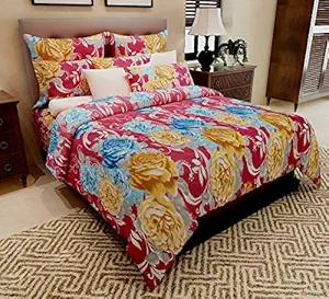 Home Candy 100% Cotton Dazzling Floral Double Bed Sheet with 2 Pillow Covers