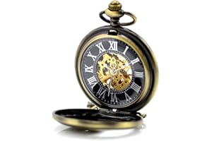 Feilok Orologio da taschino meccanico Steampunk con numeri romani in bronzo anticato e catena con ciondolo Phoenix Firebird, senza pietra