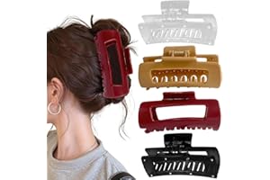 EIHI 4 pinzas flexibles para el cabello de silicona, pinzas pelo mujer, pinzas grandes para una sujeción segura, sujeción fuerte, con dientes antideslizantes.