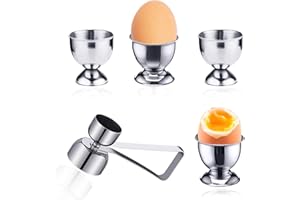 thirei Coquetiers en Acier Inoxydable, Coupe Coquille 5 Pièces, Support de Coquetier pour Plateau de Petit Déjeuner, Forme de Petit Verre à vin, Ensemble de Porte œufs