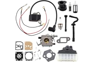 MCHNIC Carburateur avec bobine d'allumage, filtre à air, bougie d'allumage pour Stihl 021 023 025 MS210 MS230 MS250 Tronçonneuse Remplace Walbro WT-286 WT-215 C1Q-S11E C1Q-S1G RB-77