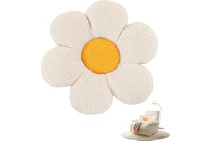 Yoedge Blumenkissen - 40cm Blumen Kissen Deko, Blumen Kissen Sitzkissen, Soft Komfort Geeignet für Zimmer/Mädchen Schlafzimmer/Wohnzimmer Exclusive für Sofa mit Bett（Weiß）