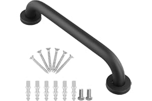 QWORK® 30CM Barra Agarre para Baño, Asidero Ducha Acero Inoxidable Negro con Tornillos Ocultos, para Baño, Cocina, Escaleras