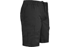 TURNHOUT Mens Premium Plain Elasticated Waist Shorts Cargo Combat Casual Summer Cotton Multi Pockets Pants Plus Size M L XL XXL 3XL 4XL 5XL 6XL