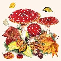 Herbst-Servietten Mit Pilz-Motiv – 20 Stück, 33x33 Cm, 3-lagig, Für Tischdeko & Basteln