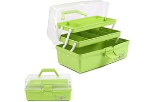 Boffett Arzneimittel Box, Medikamenten Aufbewahrung, aufbewahrung medikamente, medizinkasten, Tragbarer Aufbewahrungsbehälter für Medikamente große Kapazität mit 2 Regalen (grün) (grün)