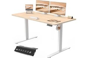 JUMMICO Escritorio Elevable Eléctrico con Cargador USB, Escritorio Regulable en Altura Ergonomica Escritorio de pie Ajustable Smart Panel con Funciones de Memoria, Standing Desk 100 x 60 cm, Beige