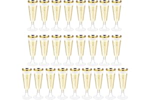 Sitayakuma Copas de Champán de Plástico, 25 Pcs Vasos Plastico Duro Reutilizable, Flautas de Champán Copas de Cava para Fiestas, Bodas, Cumpleaños y Navidad - 150ml