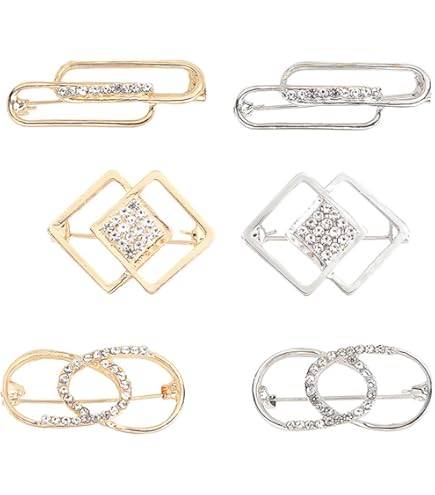 6 Stück Perlen-Broschen Sicherheitsnadeln - Vintage Design In Weiß, Grau, Champagner