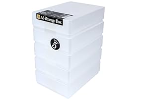 WestonBoxes A5 Plastic Craft Storage Boxes with Lids for Art Supplies, Paper and Card - 1.8 Litre Volume (Clear, Pack of 5)